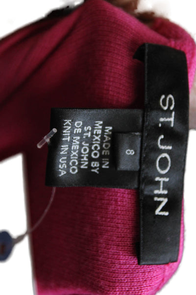 St. John Womens Pink Tunic 3/4 Sleeve Round Neck Wool Rayon Size 8