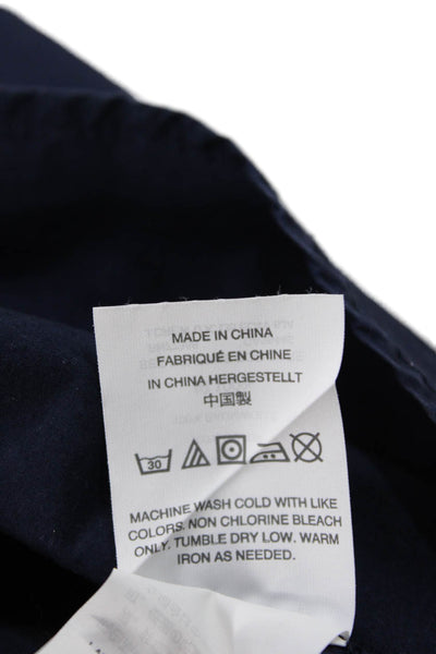 J Crew Women Blouse Dark Blue V-Neck Sleeveless Cotton Button Size 4