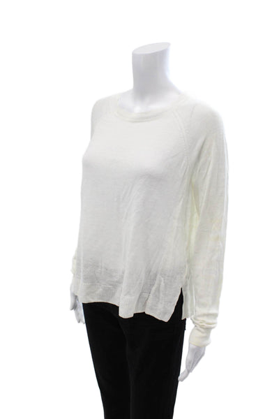 J Crew Women Pullover Sweater White Linen Crew Neck Long Sleeve Size S