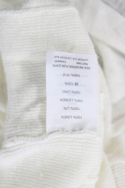 J Crew Women Pullover Sweater White Linen Crew Neck Long Sleeve Size S