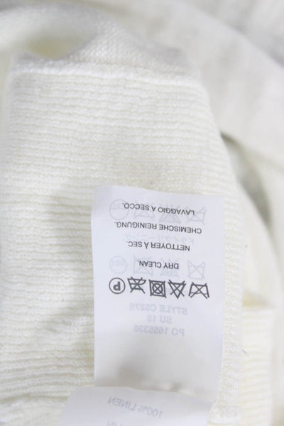J Crew Women Pullover Sweater White Linen Crew Neck Long Sleeve Size S