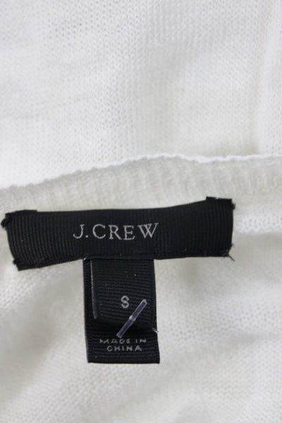 J Crew Women Pullover Sweater White Linen Crew Neck Long Sleeve Size S