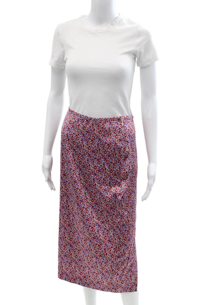 Lance Karesh Womens Straight Pencil Skirt Blue Floral Silk Lycra Size 6