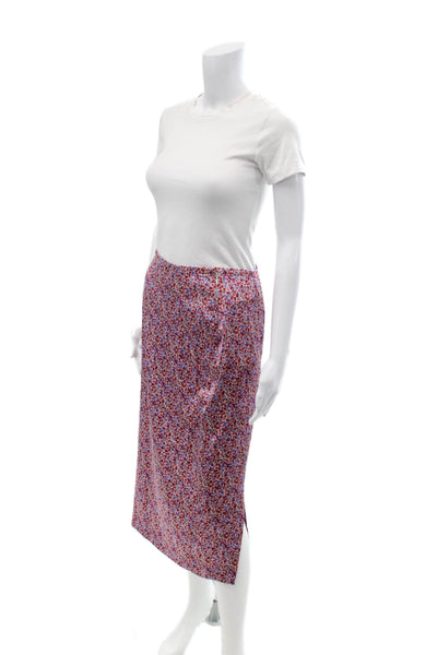 Lance Karesh Womens Straight Pencil Skirt Blue Floral Silk Lycra Size 6