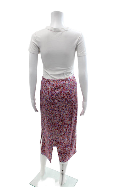 Lance Karesh Womens Straight Pencil Skirt Blue Floral Silk Lycra Size 6