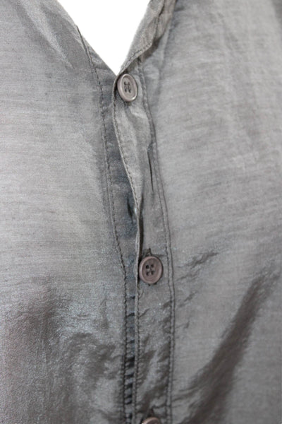 CP Shades Women V-Neck Sleeveless Tunic Dress Dark Gray Button-Up Size S