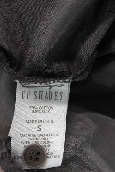 CP Shades Women V-Neck Sleeveless Tunic Dress Dark Gray Button-Up Size S