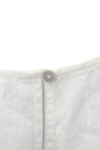 Vladim Women Shift Linen Dress White Round Neck Short Sleeve Size 42