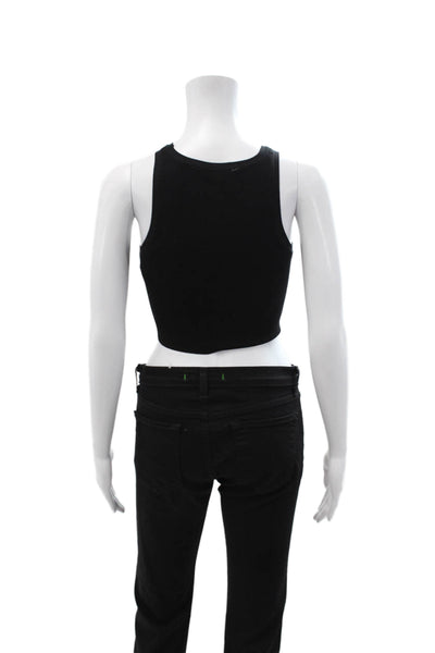 Zara Womens Cropped Tank Black Sleeveless Viscose Round Neck Size XS