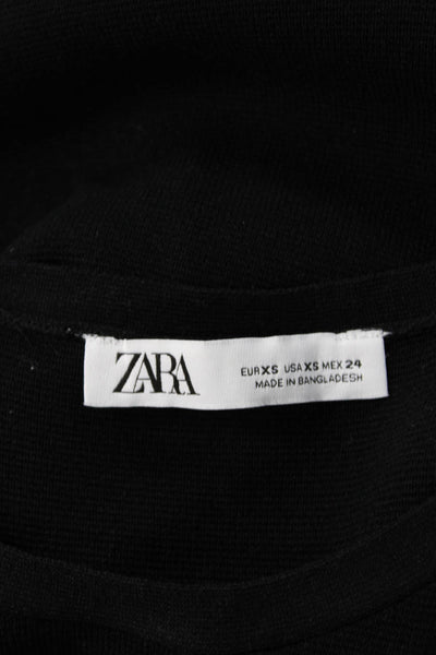 Zara Womens Cropped Tank Black Sleeveless Viscose Round Neck Size XS