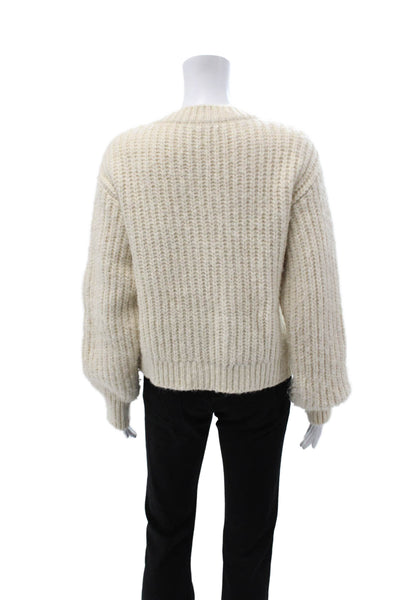 Zara Unisex V-Neck Button Cardigan Beige Long Sleeve Acrylic Wool Size S