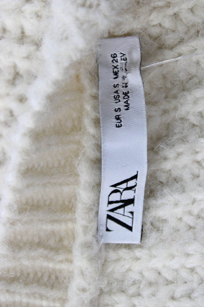 Zara Unisex V-Neck Button Cardigan Beige Long Sleeve Acrylic Wool Size S