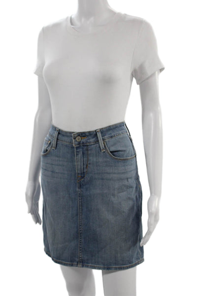 Levis Womens Straight Pencil Mini Skirt Blue Cotton Size 26