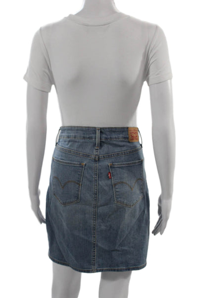 Levis Womens Straight Pencil Mini Skirt Blue Cotton Size 26