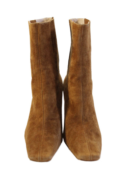 Raye Womens Suede Square Toe Ankle Boots Heels Beige Size 5.5