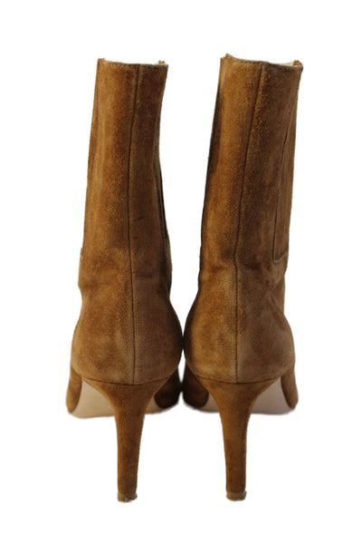 Raye Womens Suede Square Toe Ankle Boots Heels Beige Size 5.5