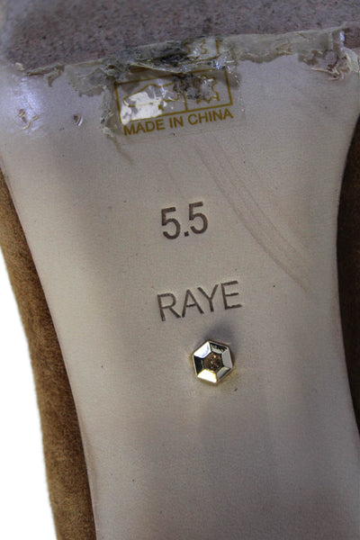 Raye Womens Suede Square Toe Ankle Boots Heels Beige Size 5.5