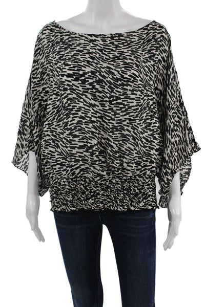 Michael Michael Kors Womens Kimono Blouse Black Silk Short Sleeve Size M