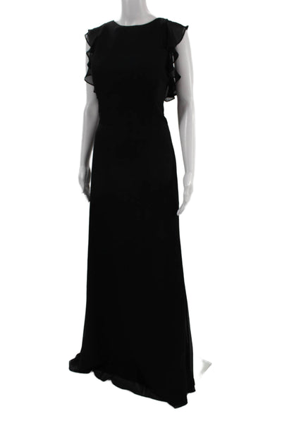 Hayley Paige Women Maxi Dress Black Round Neck Hook & Eye Full Length Size 14