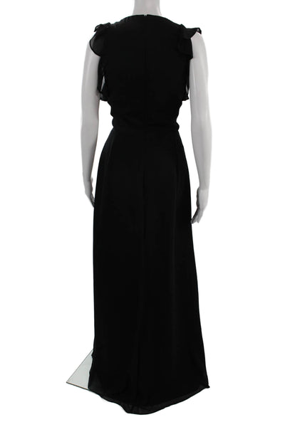 Hayley Paige Women Maxi Dress Black Round Neck Hook & Eye Full Length Size 14