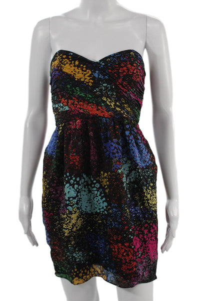 Shoshanna Women Silk Mini Sundress Black Sleeveless Zip Above Knee Size 0