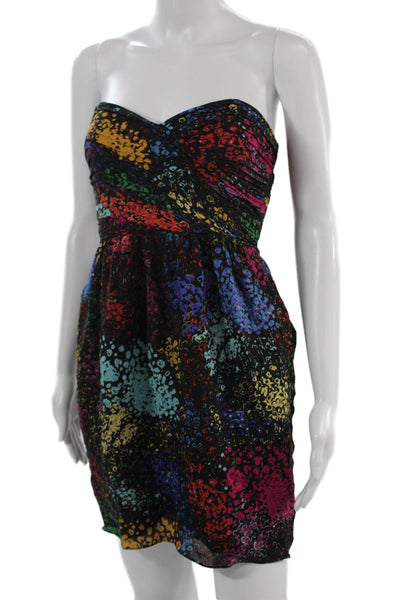 Shoshanna Women Silk Mini Sundress Black Sleeveless Zip Above Knee Size 0