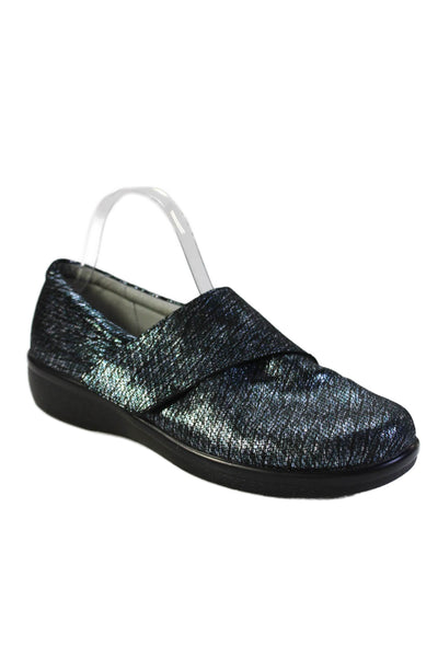 Alegria Womens Slide On Casual Flats Blue Metallic Size 41 11 Wide