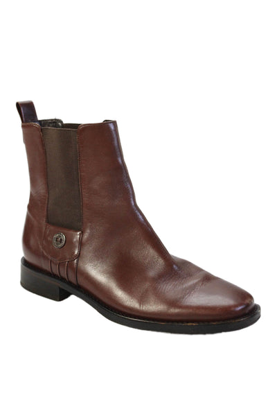 Cole Haan Womens Leather Stretch Inset Ankle Boots Chestnut Brown Size 7 B