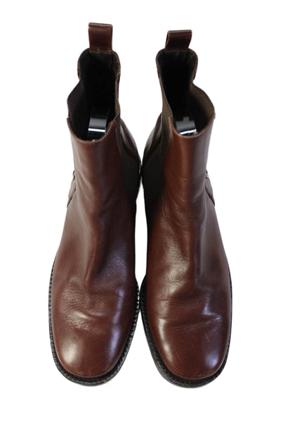 Cole Haan Womens Leather Stretch Inset Ankle Boots Chestnut Brown Size 7 B