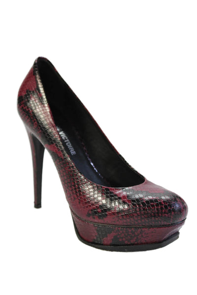 Pour la Victoire Womens Snakeskin Print6 Platform Pumps Pink Black Size 8.5