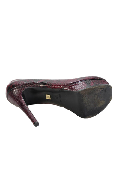 Pour la Victoire Womens Snakeskin Print6 Platform Pumps Pink Black Size 8.5