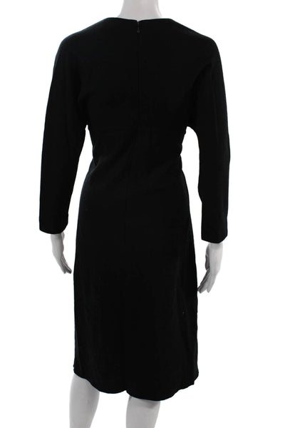 Didier Angelo Womens Sheath Dress Black V-Neck 3/4 Sleeve Zip Size 4