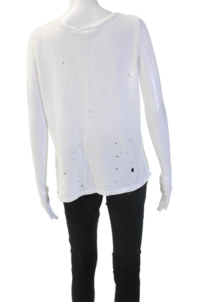 LNA Women Basic Sleeveless Tank White Crew Neck 100% Cotton Size L