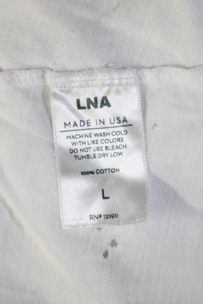 LNA Women Basic Sleeveless Tank White Crew Neck 100% Cotton Size L