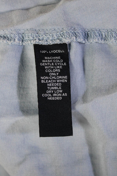 Saks Fifth Avenue Women Sleeveless Tunic Button Up Light Blue Lyocell Size L
