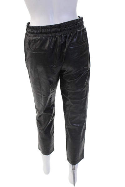 David Lerner Womens Cropped Jogger Pants Black Biker Drawstring Size S