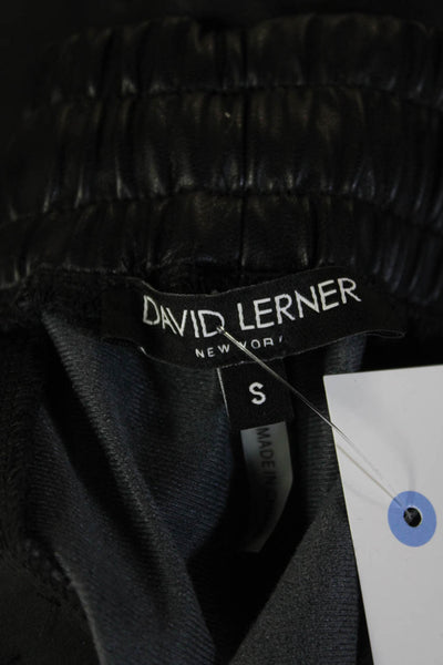 David Lerner Womens Cropped Jogger Pants Black Biker Drawstring Size S