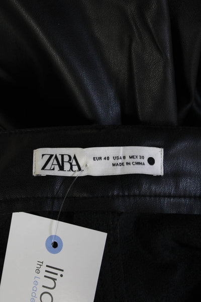 Zara Unisex Black Biker Pants Button 100% Polyester Size 8