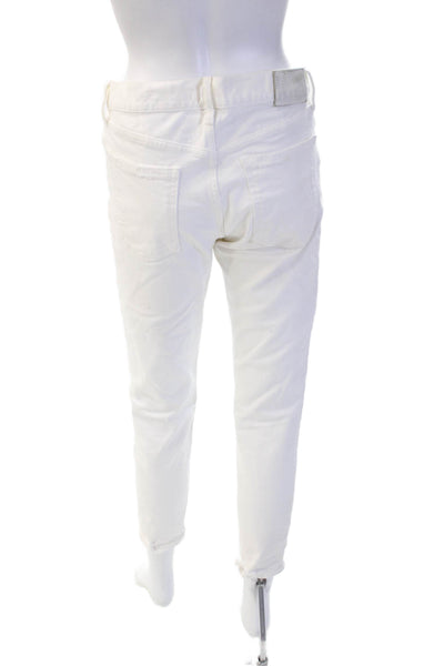 Moussy Women Ankle Cropped Jeans White Low Rise 27 Inseam Size 29