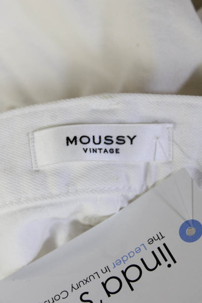 Moussy Women Ankle Cropped Jeans White Low Rise 27 Inseam Size 29