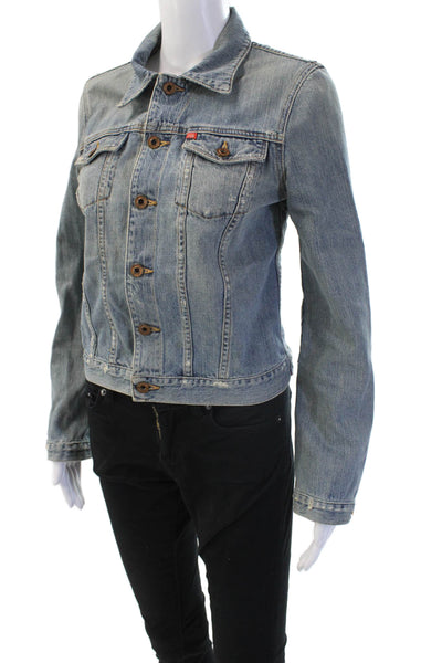 Big Star Womens Light Blue Cotton Collared Jacket Button Long Sleeve 90s Size S