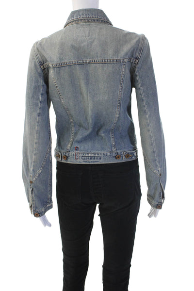 Big Star Womens Light Blue Cotton Collared Jacket Button Long Sleeve 90s Size S