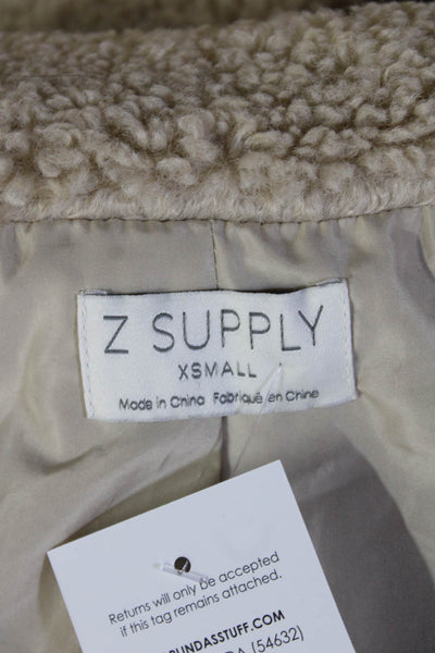 Z Supply Womens Beige Collared Button Solid Long Sleeve Jacket Size XS