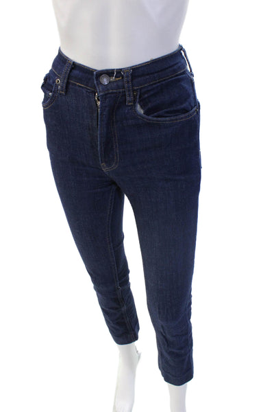 Zara Women Ankle Skinny Dark Blue High Rise Cotton Jeans Size 0