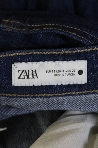 Zara Women Ankle Skinny Dark Blue High Rise Cotton Jeans Size 0