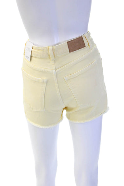 Zara Unisex Yellow Cotton Beach Solid Shorts Button Closure Size 32
