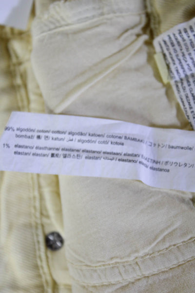 Zara Unisex Yellow Cotton Beach Solid Shorts Button Closure Size 32