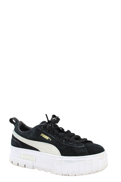 Puma Womens Suede Platform Lace Up Sneakers Black Size 7