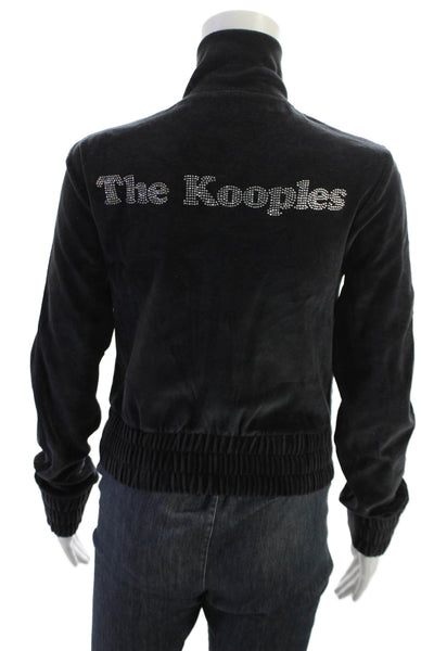 The Kooples Womens Bomber Jacket Black Cotton Blend Zip Size S