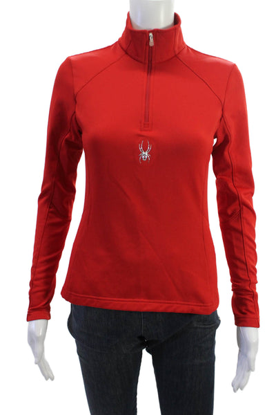 Spyder Women Red Mock Neck Zip Jacket Long Sleeve Basic Size 2